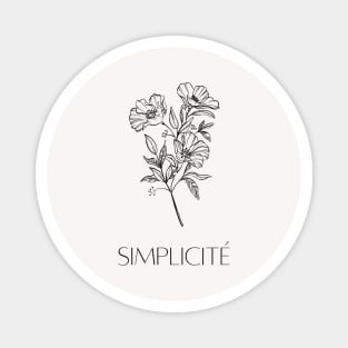 Simplicite - Minimalist French Quote and Flowers Magnet